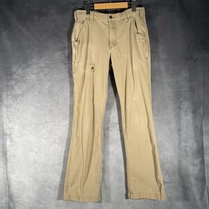 Carhartt Tan Khaki Rugged Flex Relaxed Fit Canvas Work Pants 32x32* Distressed